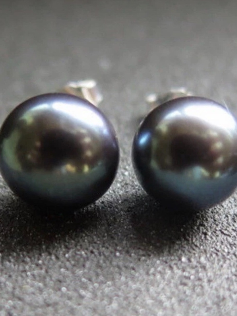 New AA Black Peacock Pearl Earrings Stud Solid Sterling Silver - Stunning